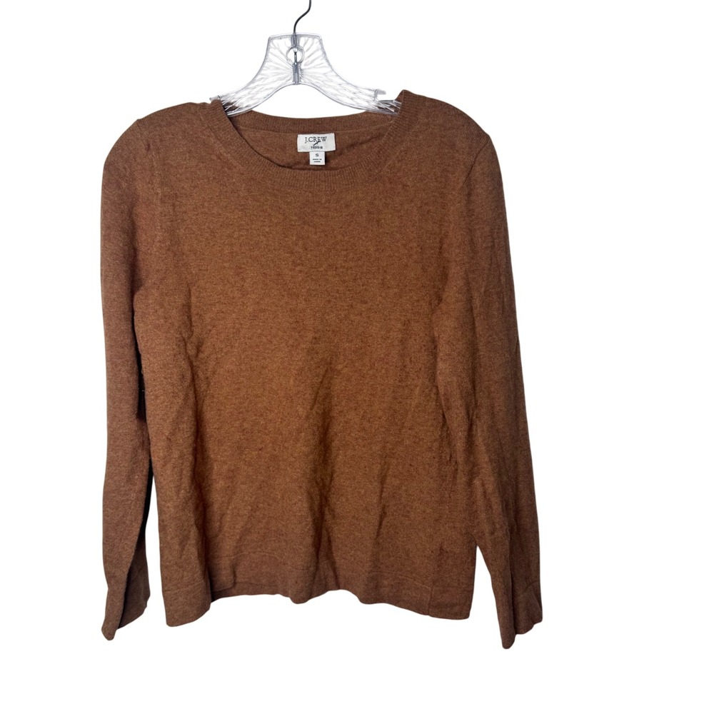 J Crew Teddy Sweater Long Sleeve Crew Neck Brown Size‎ S Cotton Wool Blend